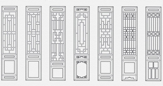 宽甸常用中式仿古花窗图案隔断设计图